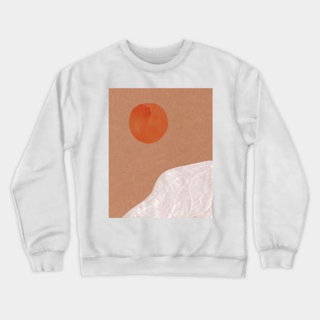 Earthy tone abstract landscape, boho sun Crewneck Sweatshirt by WhalesWay